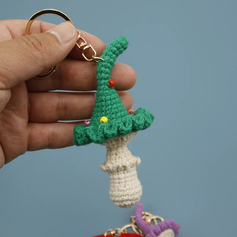 Handmade Crochet Mushroom Keychain Charm