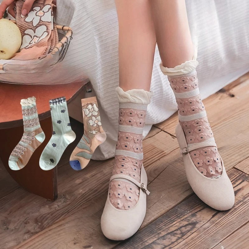 Pastel Floral Crew Sock Set