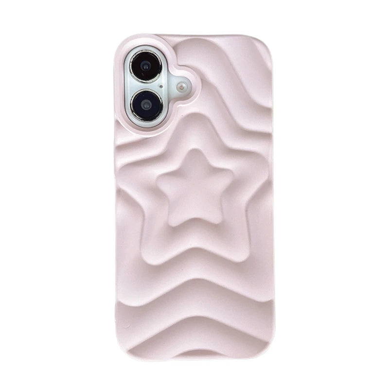 Bling Chromed Silver Gradient Five-pointed Star TPU Phone Case For iPhone 16 Pro Max 17 15 13 14 Plating Silicone Back Cover - Ice Cream Cake