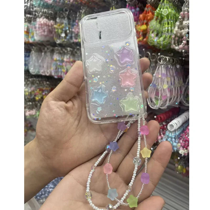 Super Cute Glow in dark Case for iPhone 16 15 14 13 17 Pro Max Cases Shockproof IPhone 17 air Soft Cover 3D Star kawaii Coque - Ice Cream Cake