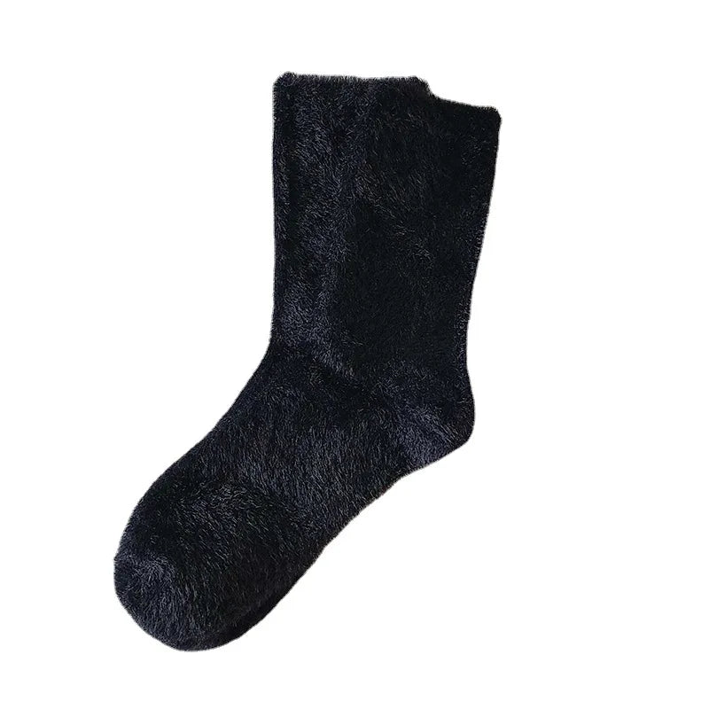 Female Mink Fur Snow-ground Knee Socks, Winter and Autumn Thickened and Warmened Padded Socks, Floor Sleeping Socks - Ice Cream Cake