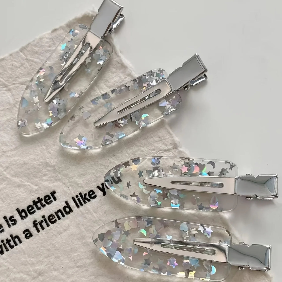 Holographic Sparkle Hair Clip Set