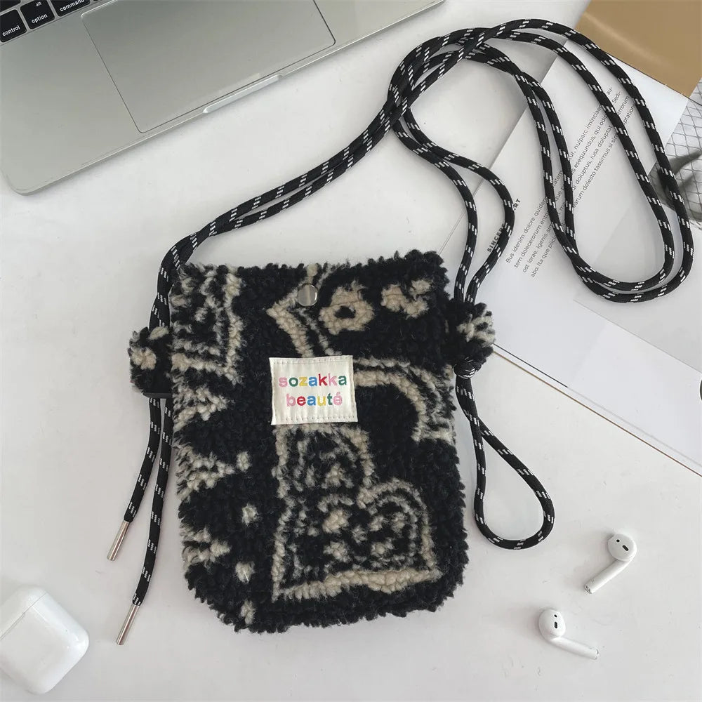 Teddy Fur Plush Pattern Shoulder Bag