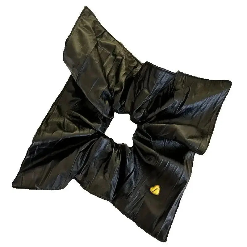 Leather Effect Heart Charm Scrunchie