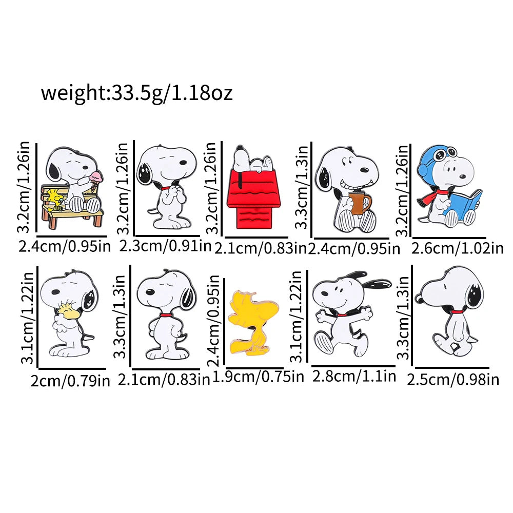 Snoopy Enamel Pin Set (Set of 10 Pins)