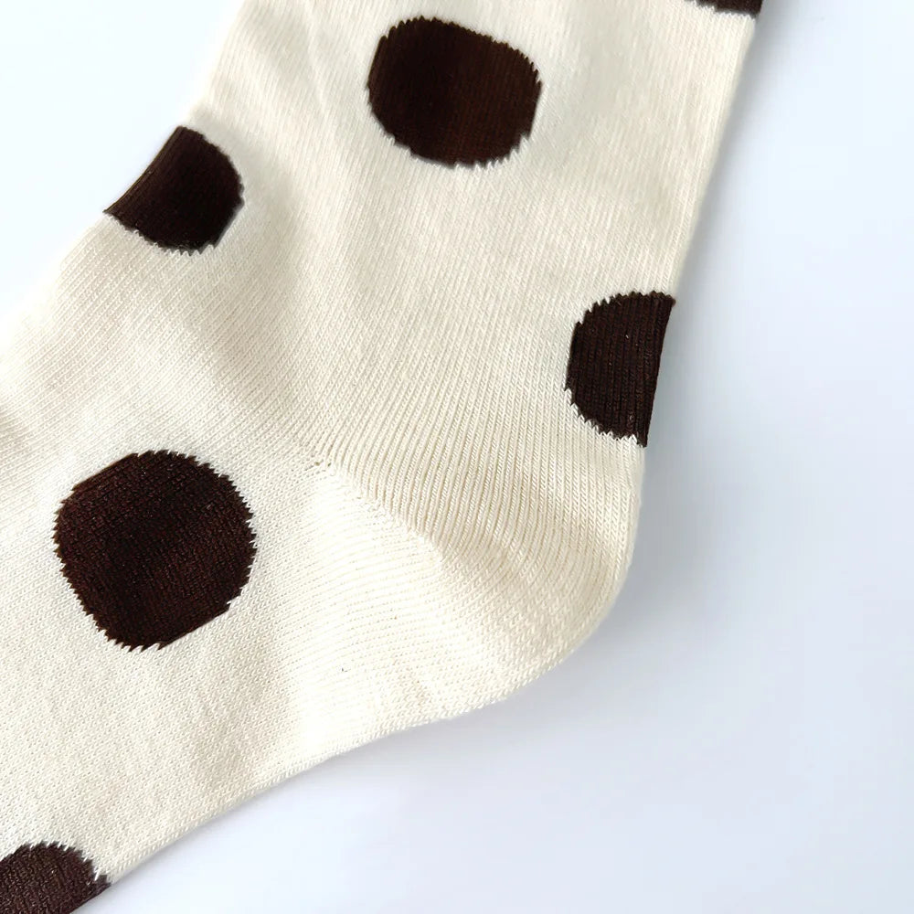 5 Pairs Comfort Rainbow Polka Dot Socks Casual Japanese Dot Sweat Retro Modern Women Mid tube Sweet Style Skin Friendly Sweat - Ice Cream Cake