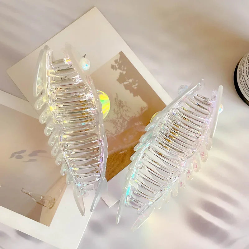 Iridescent Glossy Fishbone Hair Claw Clip - Ice Cream Cake