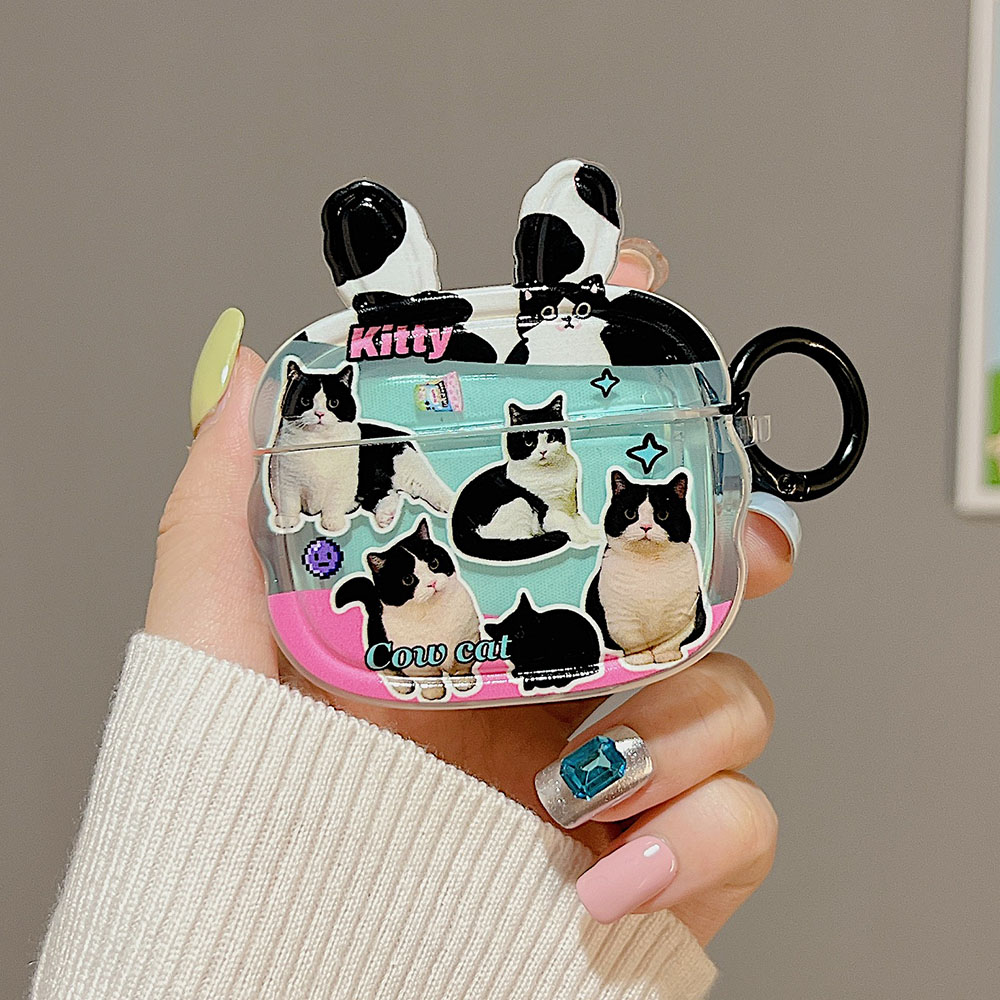 Cute Cat Collage AirPods Charger Case Cover With Ears (2 Designs)