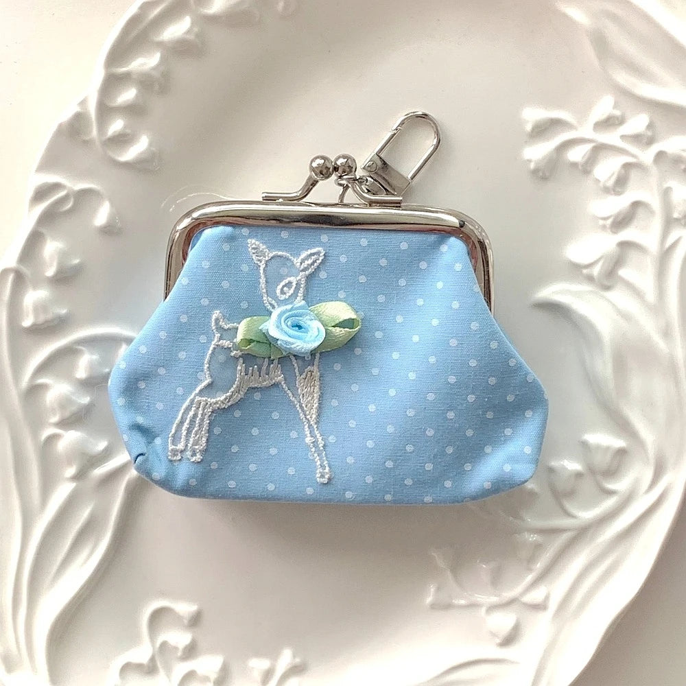 Cute Y2k Coin Purses Lady Small Wallet Wave Dot Handmade Lace Showa Rose Vintage Bag Hanging Pendant Earphone Bag Wallet - Ice Cream Cake