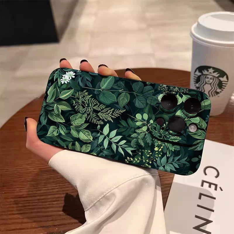 Palm tree Leaves Plant Flower Phone Case for iphone 17 16 11 12 13 14 15 Pro Max 7 8 Plus X XR XSMAX 16e Shockproof Cover Fundas - Ice Cream Cake