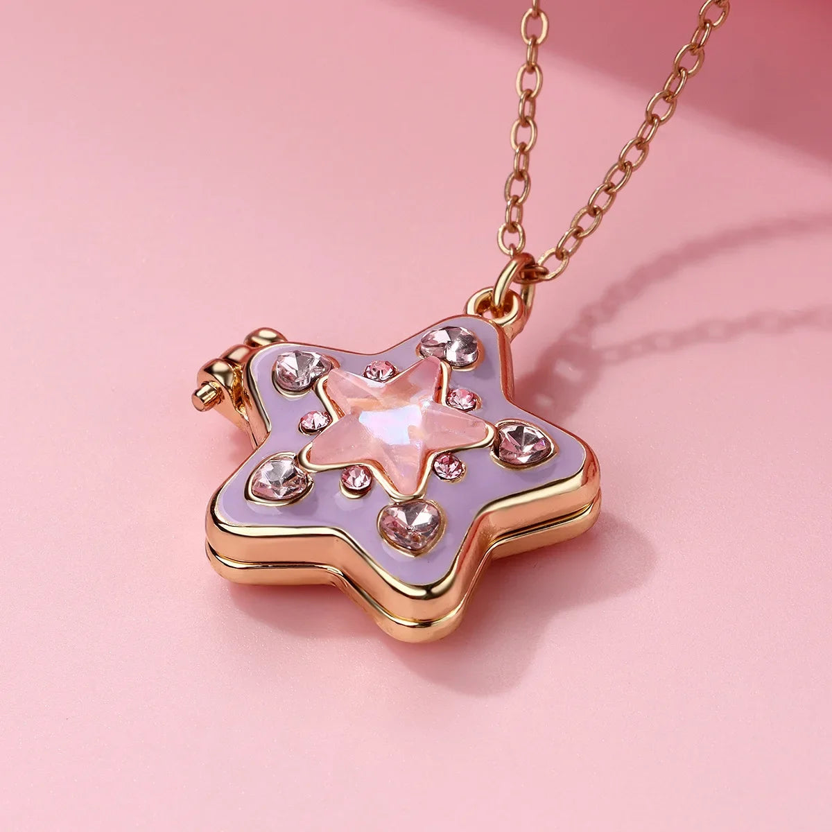 LATS Stars Lockets Pendant Necklace for Women Gold Color Photo Box Charm Necklaces Personality Jewelry Couple Gift - Ice Cream Cake