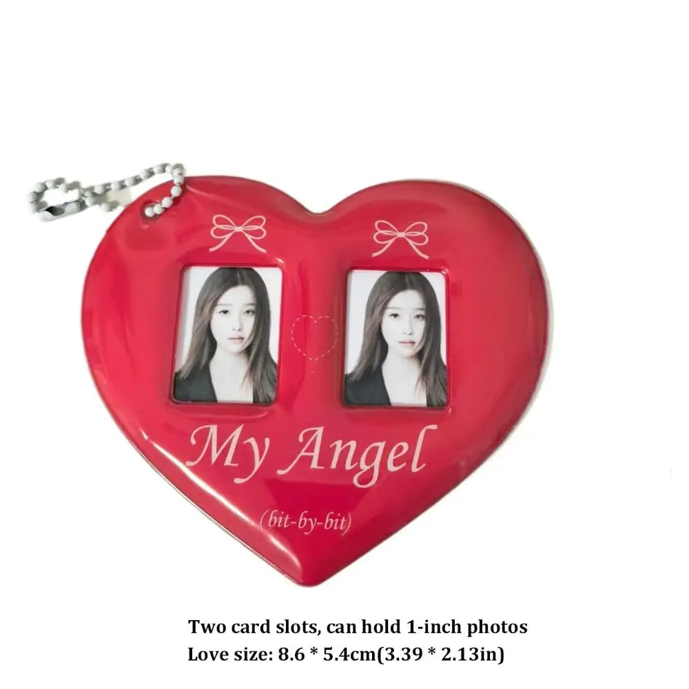 Creative Love Heart Photocard Holder 1 inch with Keychain Idol Photo Protective Cover Cute Colorful Card Holder for Girls - Ice Cream Cake