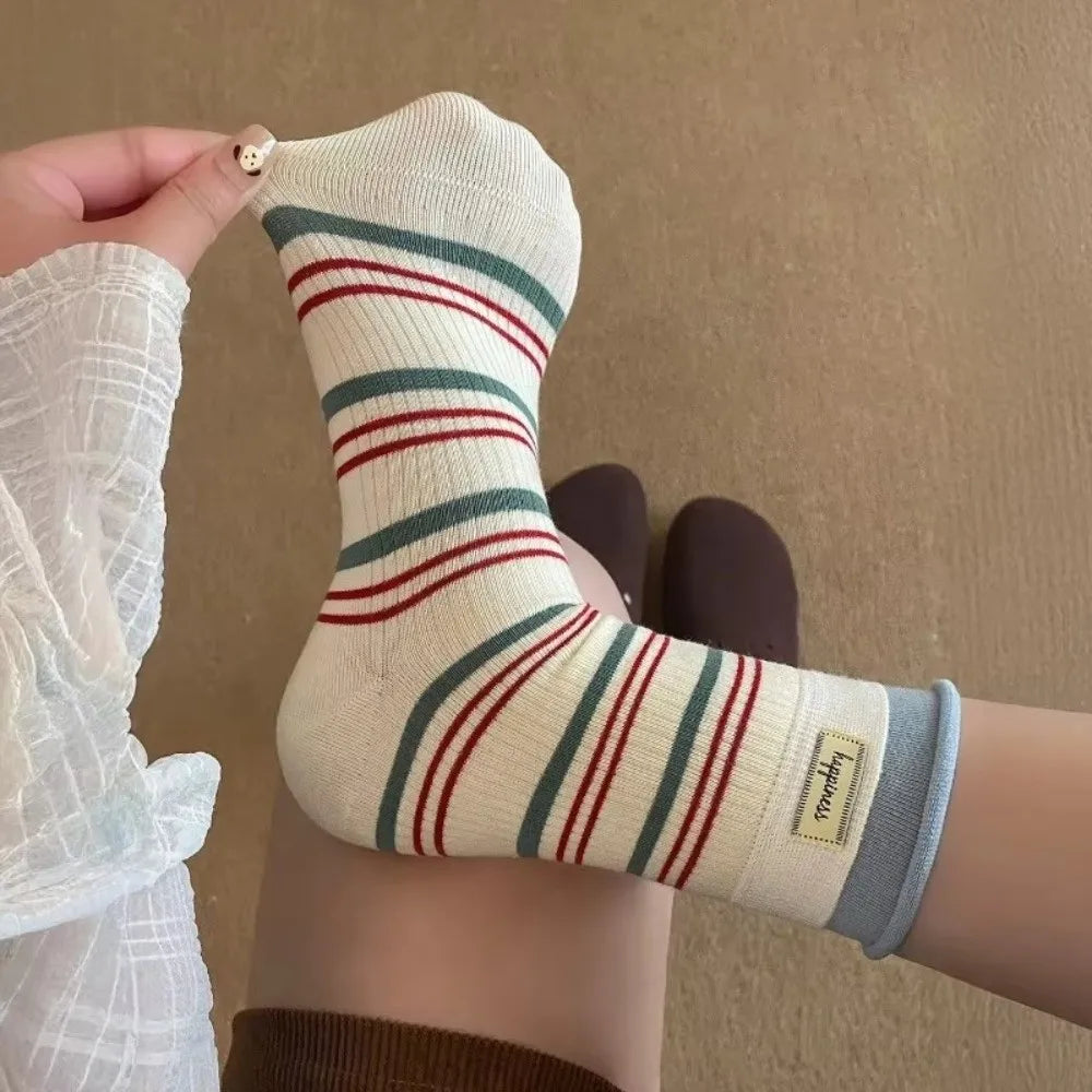 Pastel Stripe Crew Socks