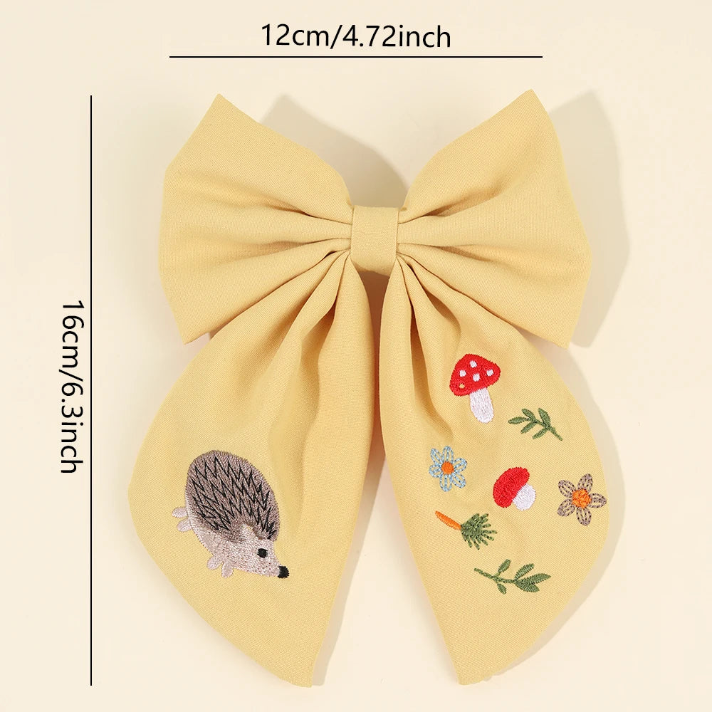 Autumn Theme Embroidered Hair Bow