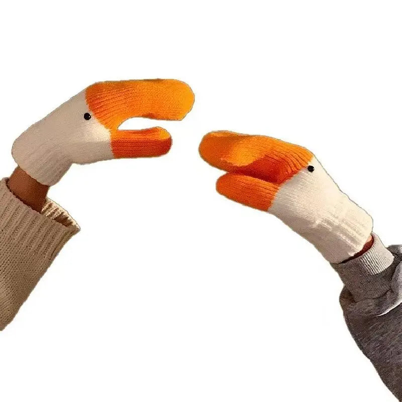 Funny Knitted Goose Wool Gloves for Autumn and Winter, Cute with Thick Velvet for Cold Protection and Warmth Double Layer Gloves - Ice Cream Cake
