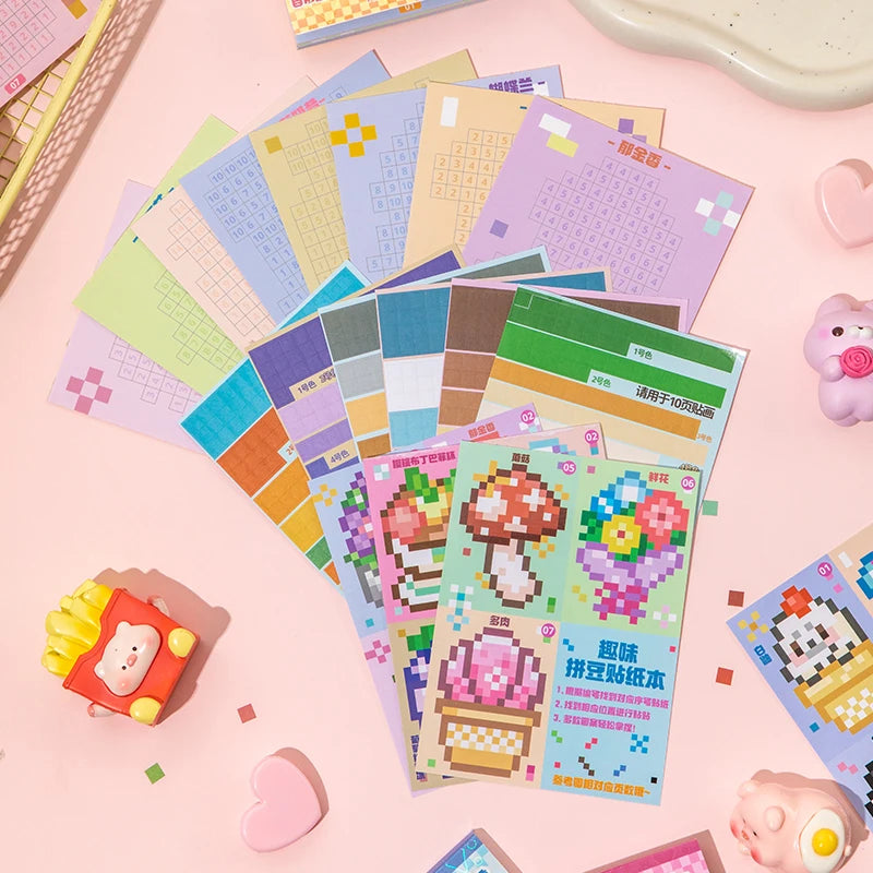 Colour By Numbers Pixel Sticker Book (4 Designs) - Ice Cream Cake