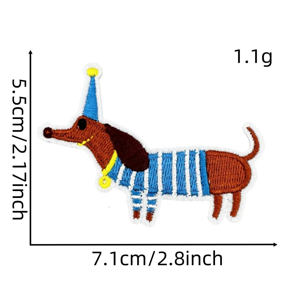 Cartoon Dachshund Embroidered Iron on Patch