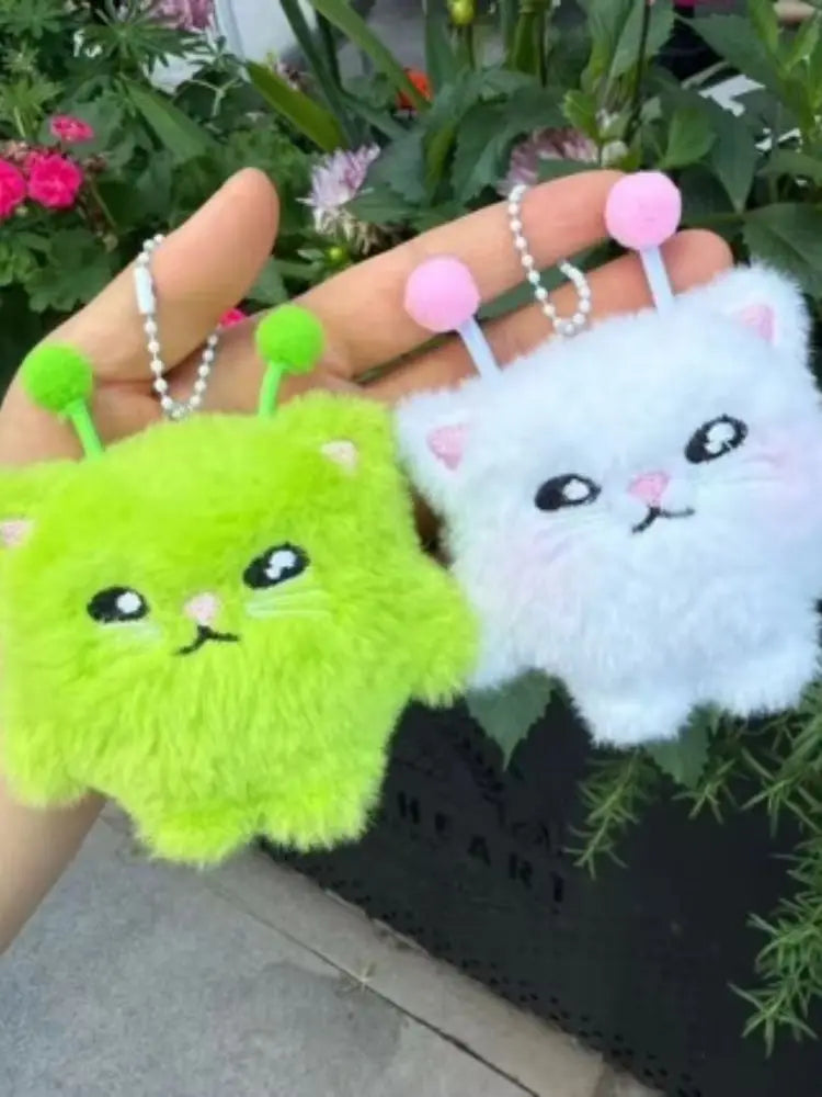 Alien Cat Plush Character Charm Keychain