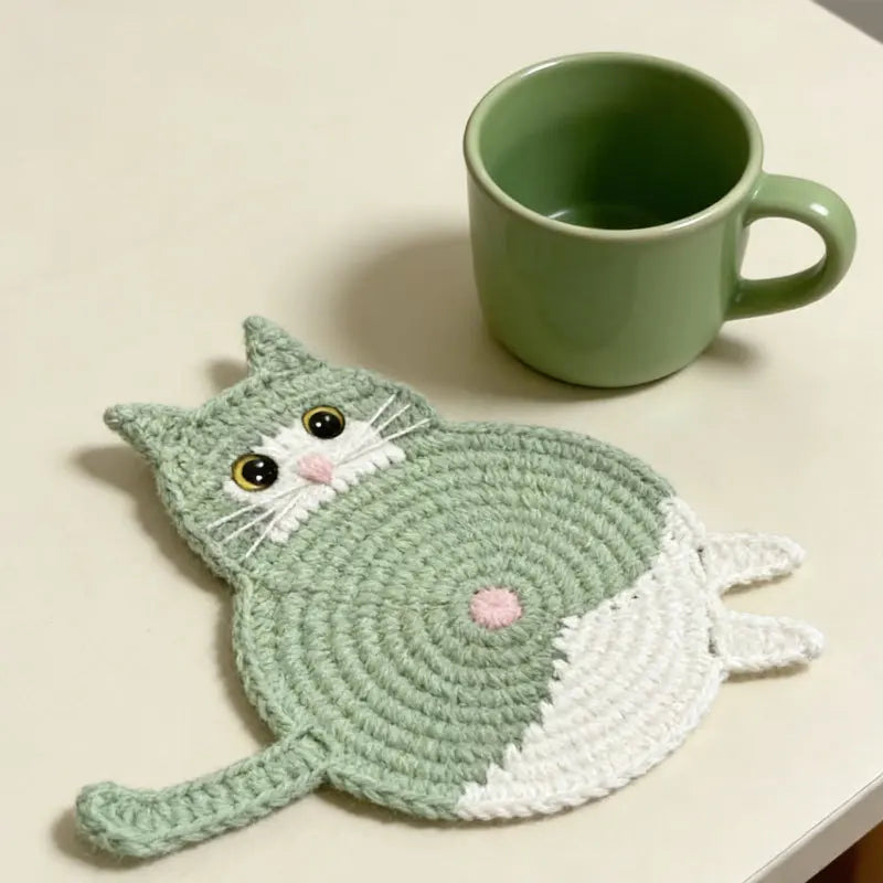 Crochet Cat Coaster (6 Designs) - Ice Cream Cake