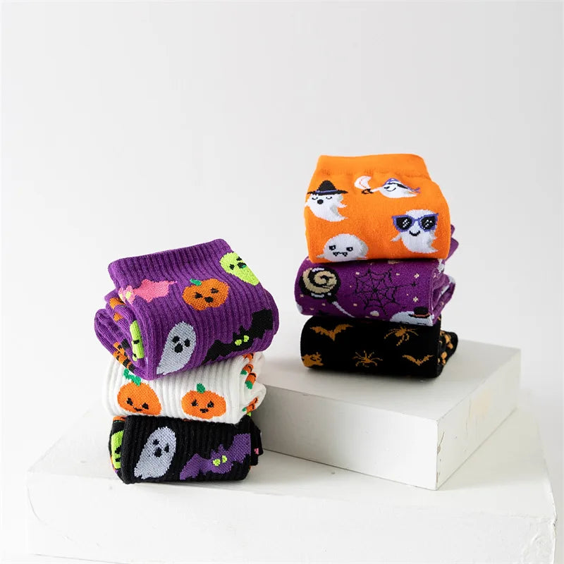 3 Pairs Of Fashionable And Unique Mid-calf Socks With Halloween Patterns,Suit For Men And Women Holiday Wearing - Ice Cream Cake