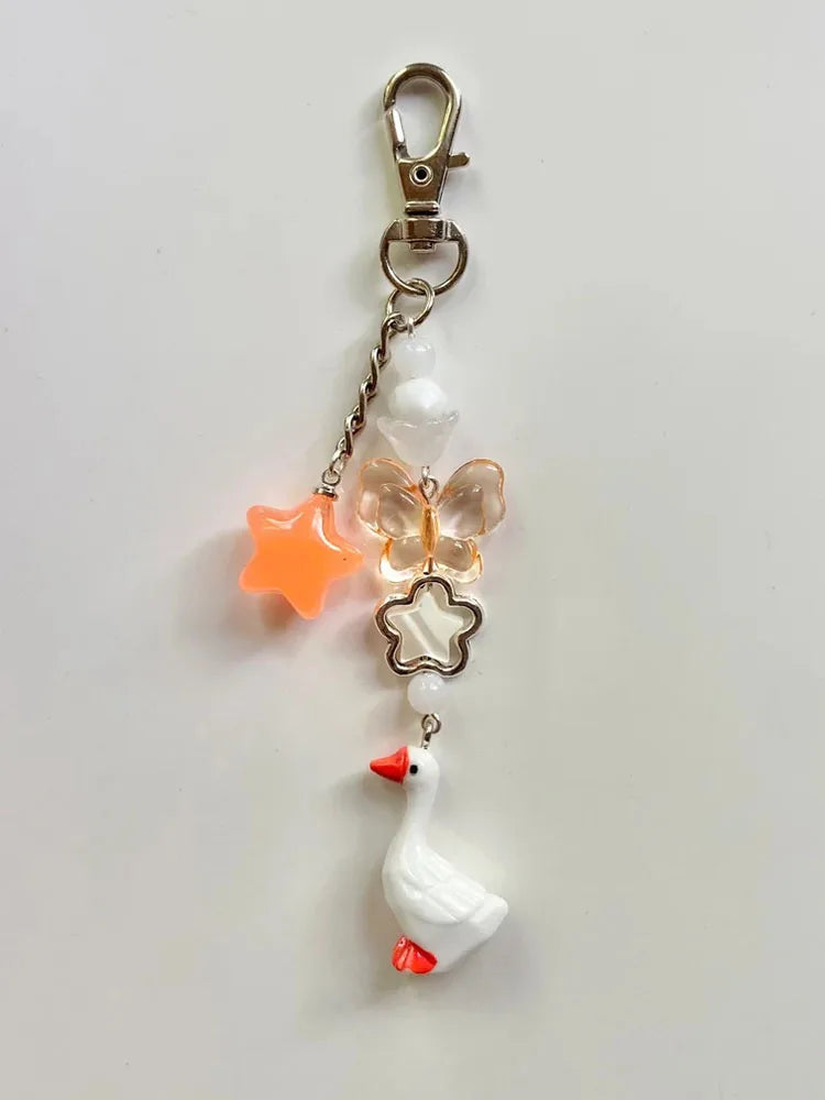 Goose Charm Strap Clip-On Keychain