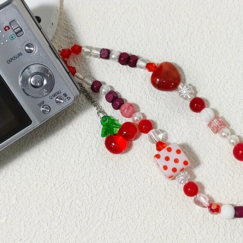 Korean Fashion Creative Cherry Pendant Mobile Phone Lanyard Anti-drop Anti Lost Mobile Phone Chain Multipurpose Hand Wrist Strap - Ice Cream Cake
