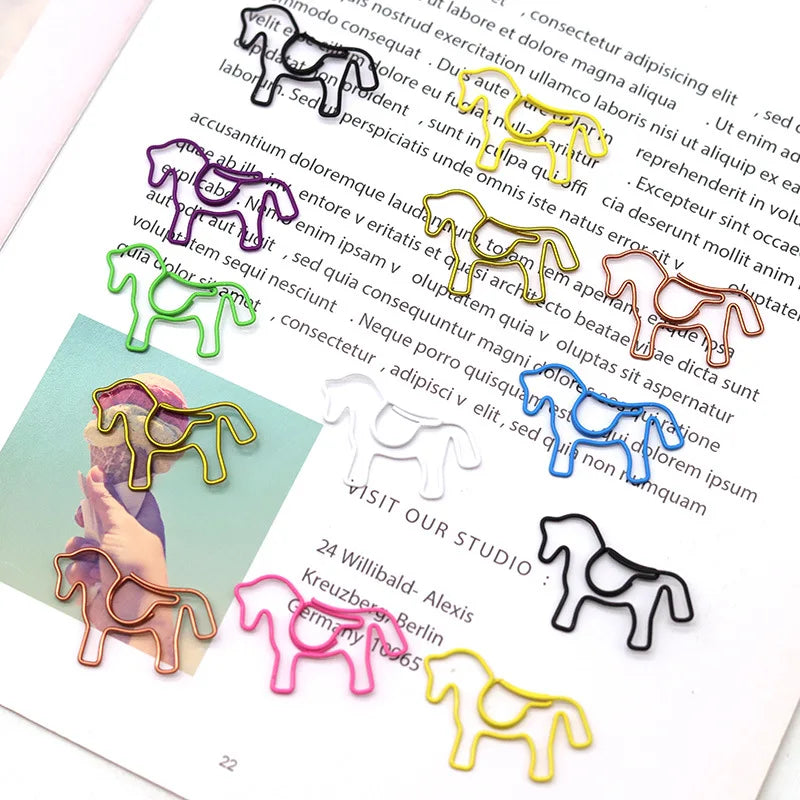 20-100pcs Color Pony Horse Paper Clip Special-shaped Paper Clip Animal Papeclips Creative Stationery Office School Supplies - Ice Cream Cake