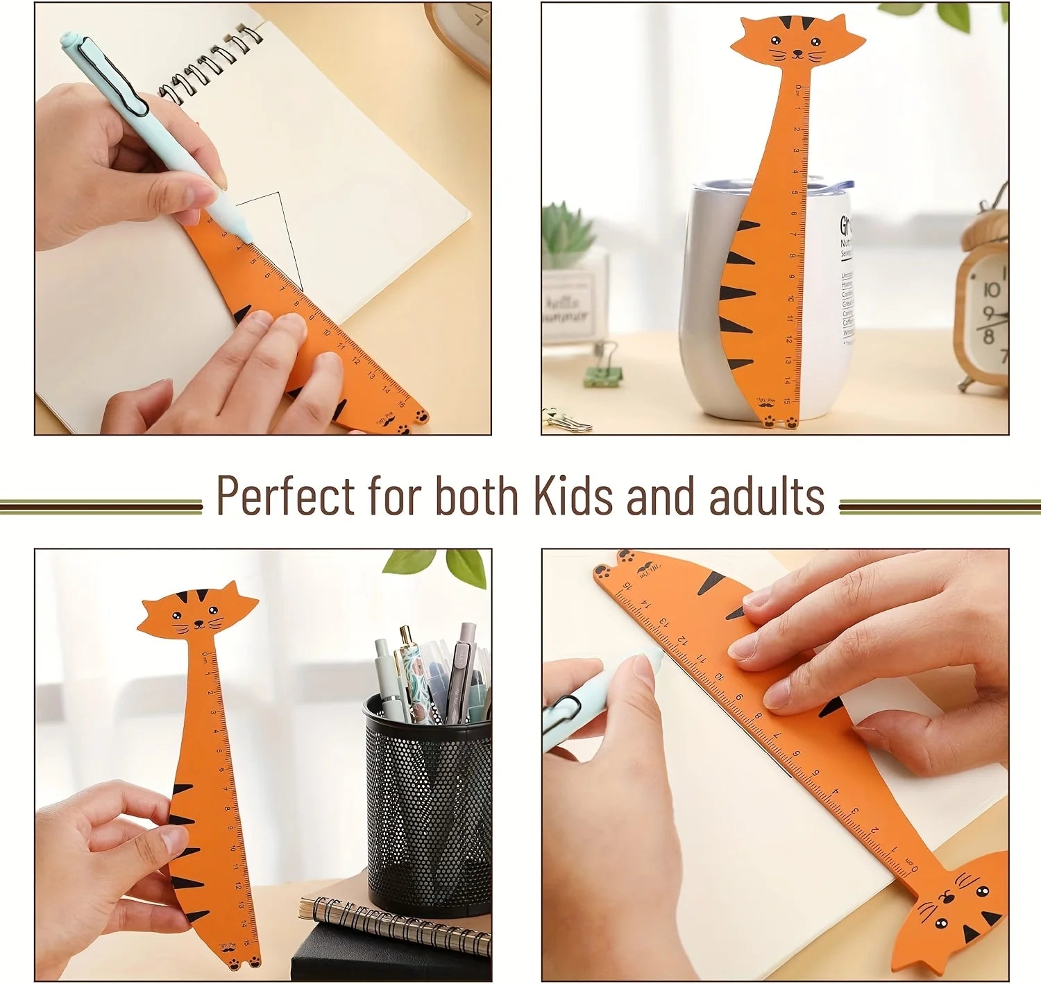 5 animal shaped rulers - decorative and practical measuring tools, classroom, holiday gifts, classroom accessories, fun design - Ice Cream Cake