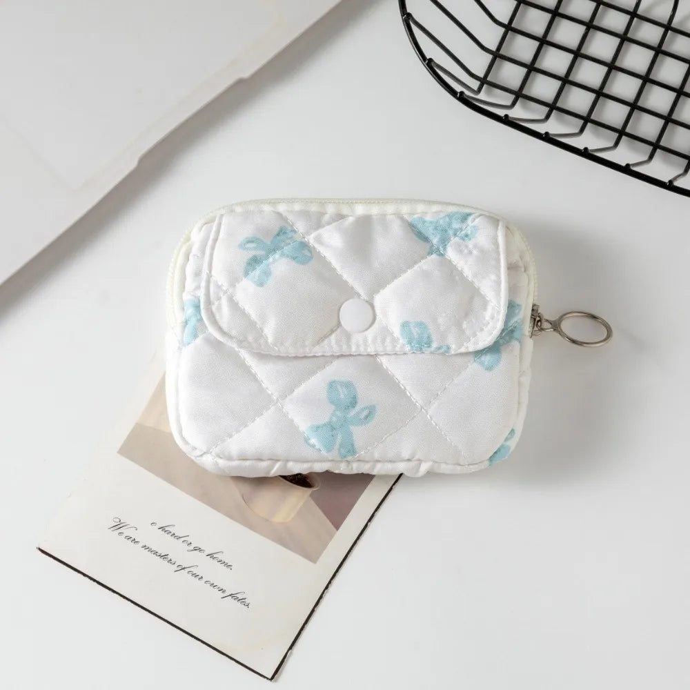 Quilted Pattern Zipper Pouch Keychain