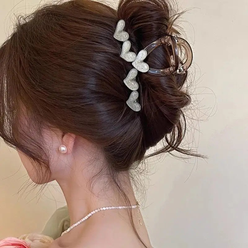 Row of Hearts Hair Claw Clip