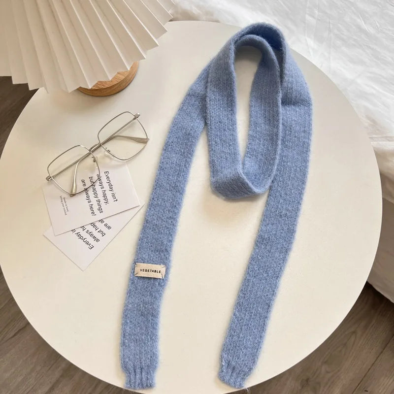 Pastel Colour Knitted Skinny Scarf