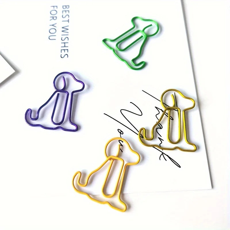 20pcs Colorful Animal Paper Clips - Cute Sitting Dog Design, Iron Material, Perfect for Office Organization - Ice Cream Cake