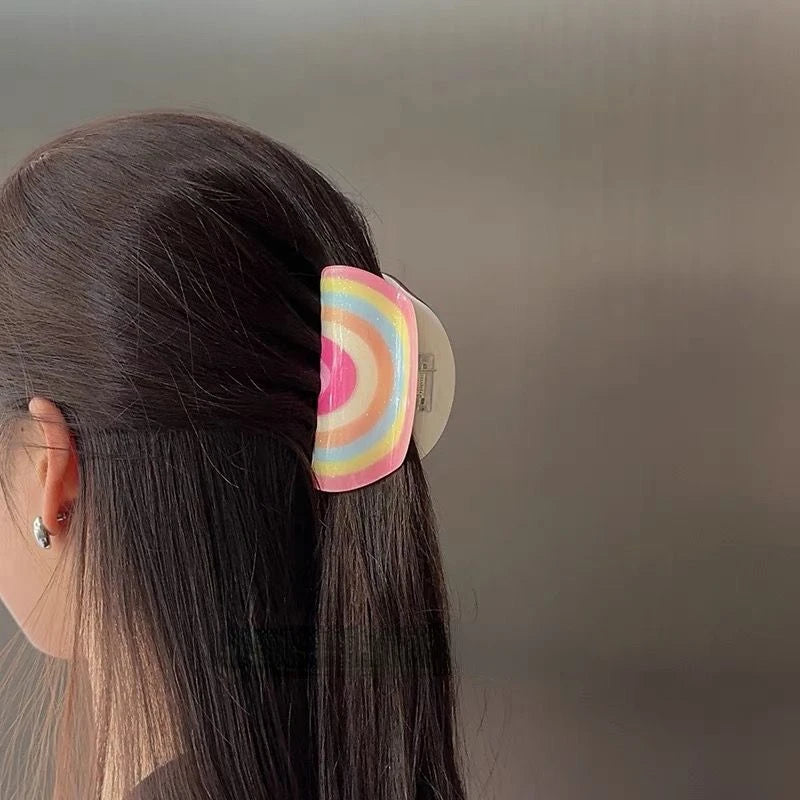 Rainbow Acrylic Hair Claw Clip - Ice Cream Cake
