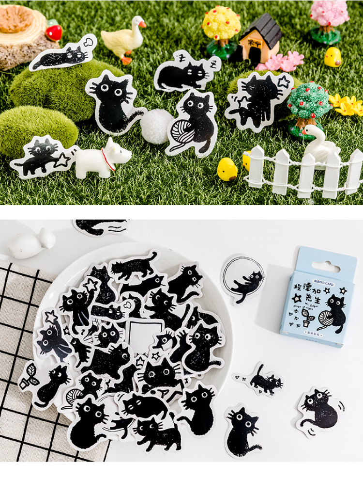 Cat Sticker Bc Black Cat Sticker Set (45 Stickers) – Ice Cream Cake