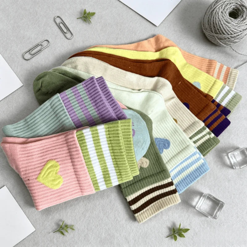 Hearts and Stripes Crew Sock Set (Set of 8 Pairs)