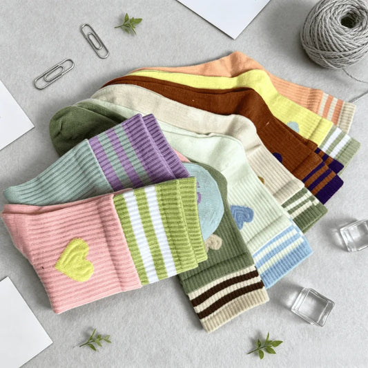 Hearts and Stripes Crew Sock Set (Set of 8 Pairs)