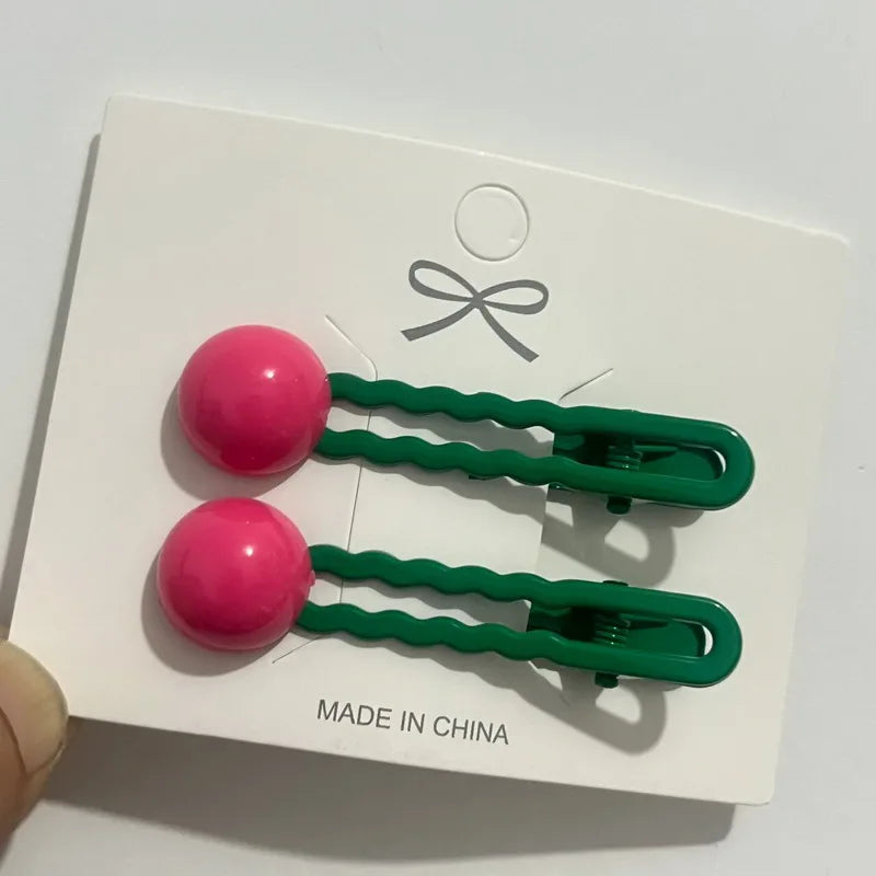 2Pcs/Set Simple Hair Clips For Girls Cute Hair Barrettes Baby Hairpins Kids Headwear Clips For Hair Bobby Pins Hair Accessories - Ice Cream Cake