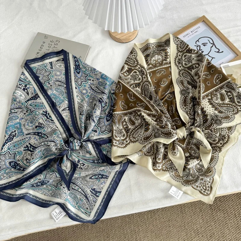 Korean-Style Multi-Functional Triangular Binder Silk Scarf High-Grade Bandage Dress Fart Curtain Tie Stoles Shawls Small Scarf - Ice Cream Cake