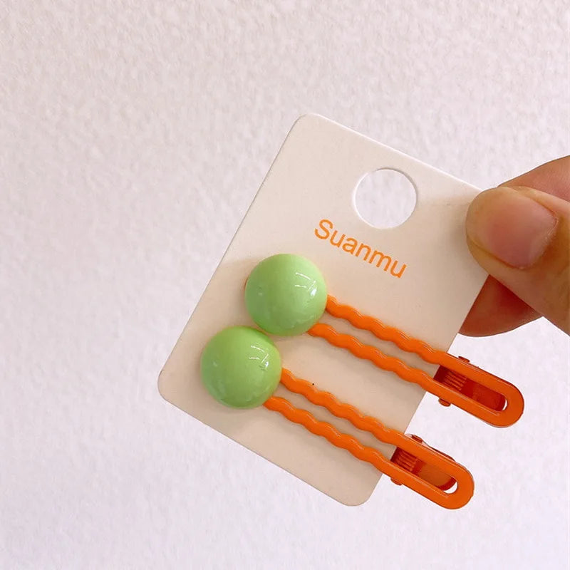 2Pcs/Set Simple Hair Clips For Girls Cute Hair Barrettes Baby Hairpins Kids Headwear Clips For Hair Bobby Pins Hair Accessories - Ice Cream Cake