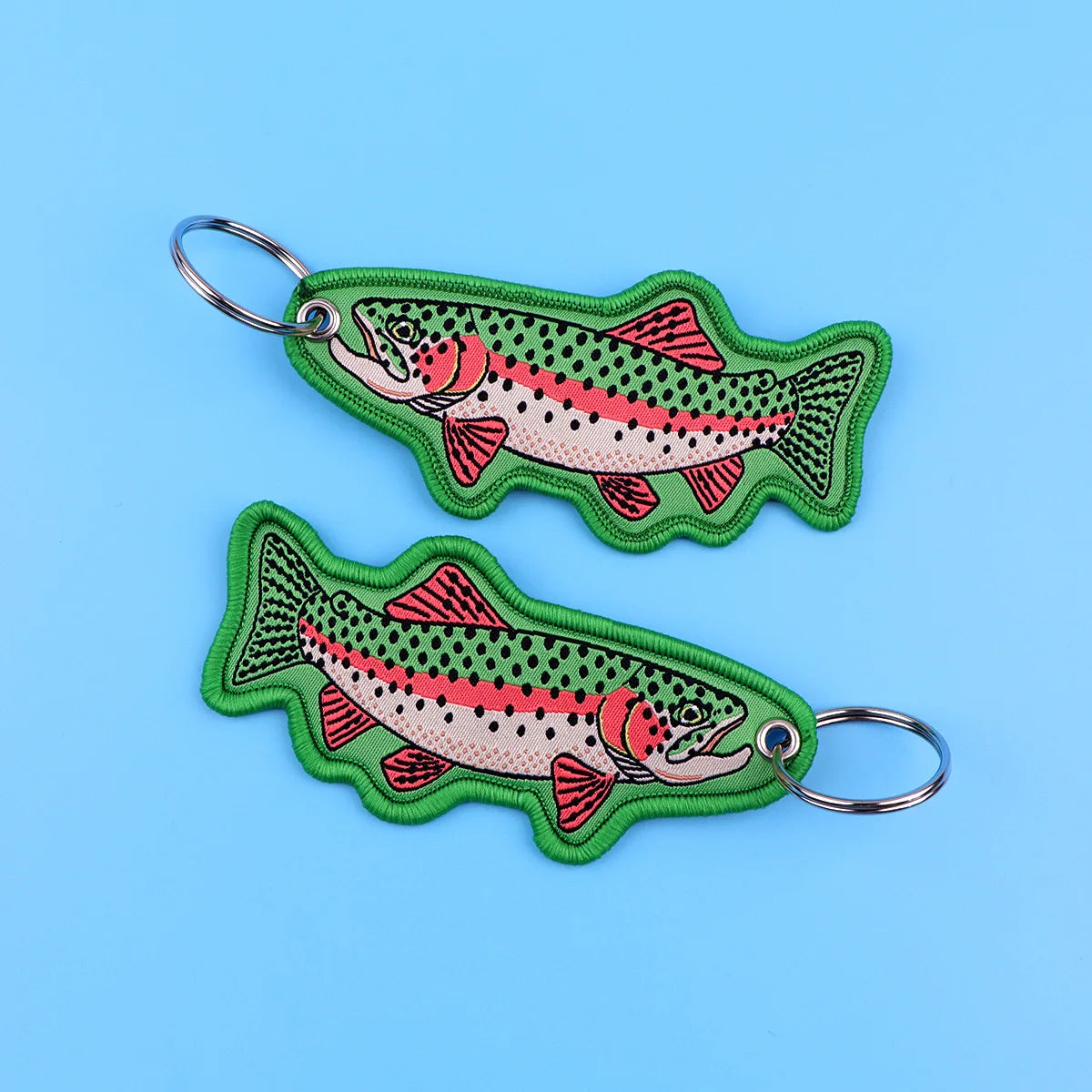 Fish Shape Embroidered Key Tag Lucky Fish Keychain Outdoor Fishing Backpack Car Key Ring Pendant Fisherman Gift Accessory - Ice Cream Cake