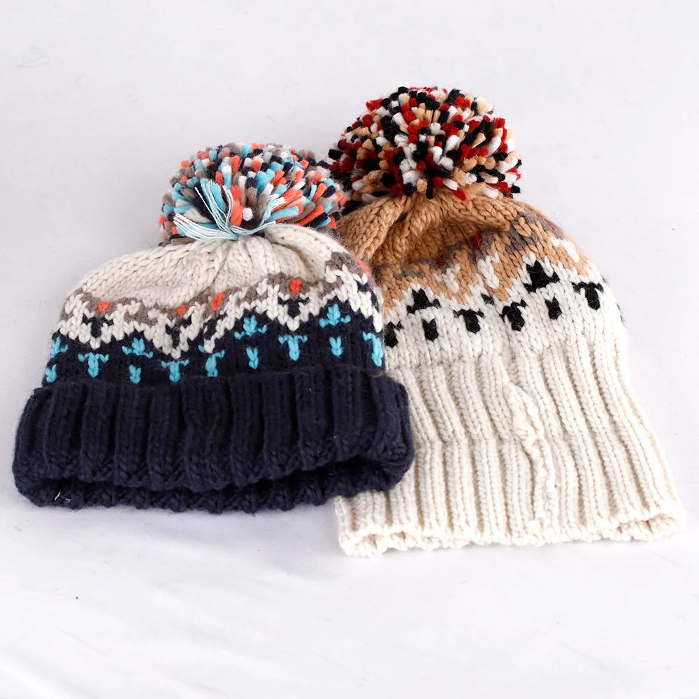 Nordic Knit Pom Pom Beanie Hat