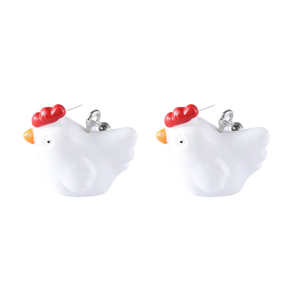 Creative Design Resin Cute 3D Garlic Duck Rooster Earrings Kawaii Funny Simulation Food Animal Pendant Earrings Women's Jewelry - Ice Cream Cake