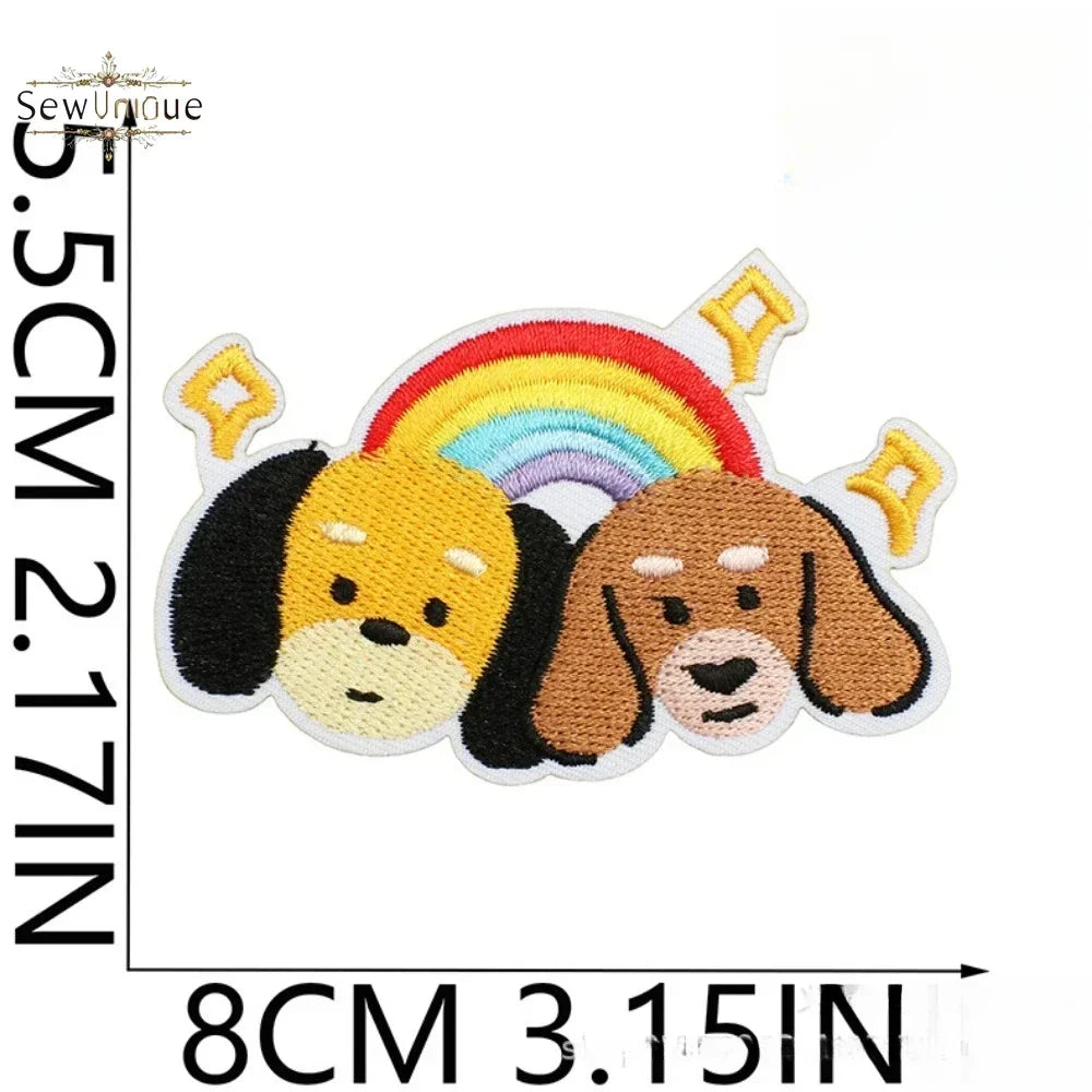 Korean Cute Dachshund Dog Embroidery Cloth Sticker DIY Bag Dress Up Puppy Patch Ironing DIY Apparel Sewing Supplies - Ice Cream Cake