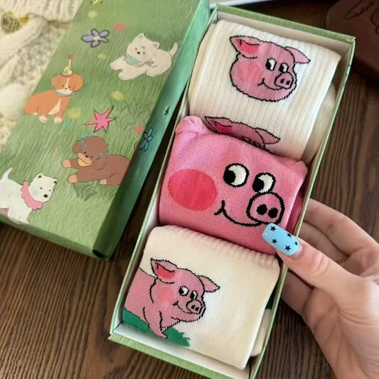 Happy Pig Crew Sock Set (Set of 3 Pairs)