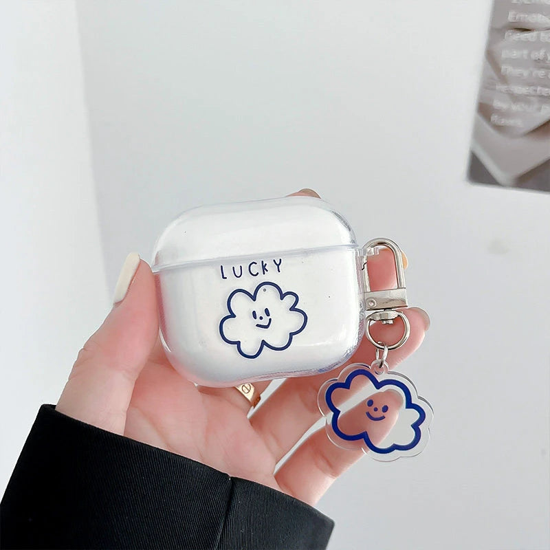 Ins Simple Lucky Cloud Soft Clear TPU Wireless Earphone Case For Apple AirPods 4 1 Pro 3 2 Generation Protective Silicone Cover - Ice Cream Cake