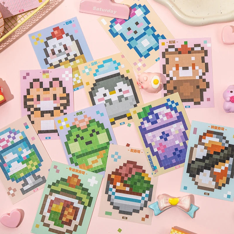 Colour By Numbers Pixel Sticker Book (4 Designs) - Ice Cream Cake