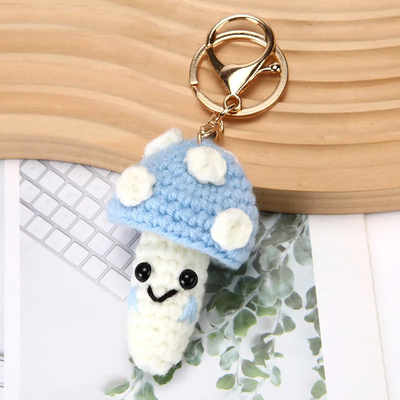 Handmade Crochet Mushroom Keychain Charm