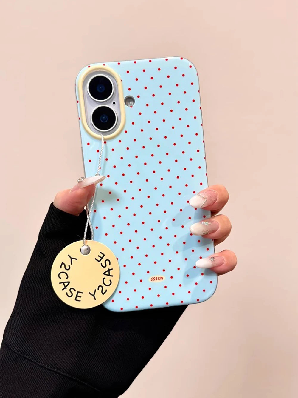 3D Polka Dot Cute Tomato Magnetic Grip Tok Phone Stand Holder Phone Case for iPhone 16 15 13 17 Pro Max For Magsafe Back Cover - Ice Cream Cake