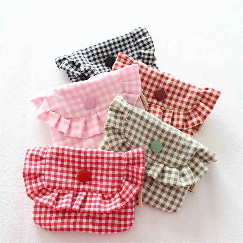 Gingham Ruffle Mini Snap Pouch