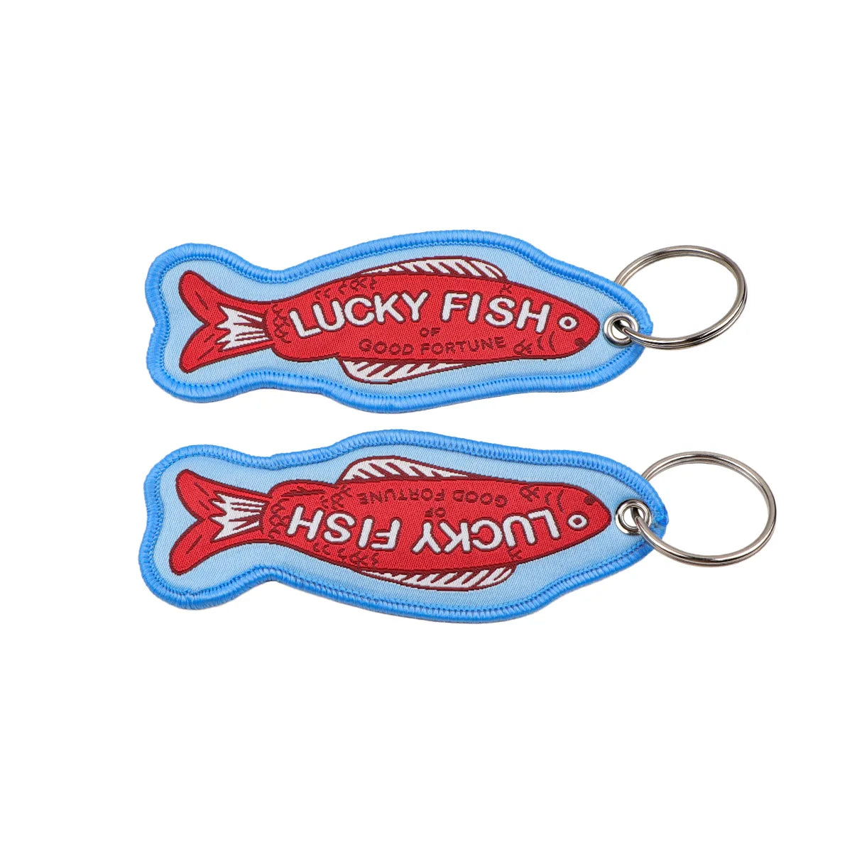 Fish Shape Embroidered Key Tag Lucky Fish Keychain Outdoor Fishing Backpack Car Key Ring Pendant Fisherman Gift Accessory - Ice Cream Cake